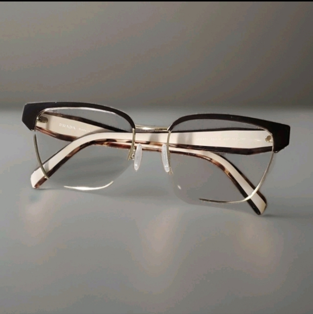 Prada Women's Rectangle Eyeglass Frames Brown Tor… - image 1
